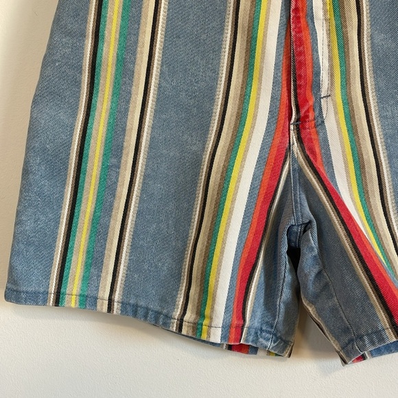 VTG 90s Revival Shorts 10 Bermuda 28” waist ColorBlock Blue Striped Indie 5” - Picture 4 of 15
